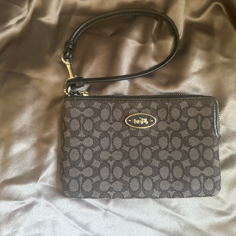 Coach Signature Black Jacquard Wristlet